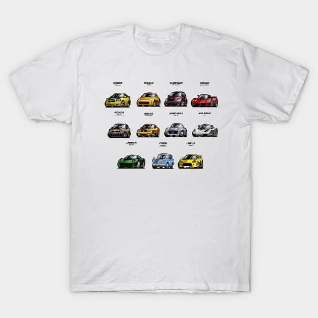 Cartoon Cars T-Shirt by HappyInk